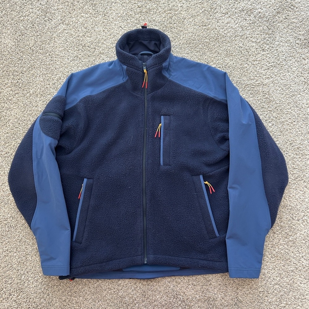Outdoor Voices Primo Fleece Jacket XS Blue Mixed Media Full Zip Fleece 299874